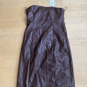 7 for all Mankind brown embossed strapless dress BNWT sz Large faux leather